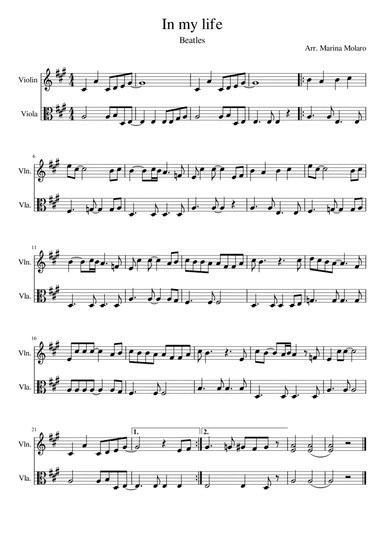 In My Life (arr. Marina Molaro)