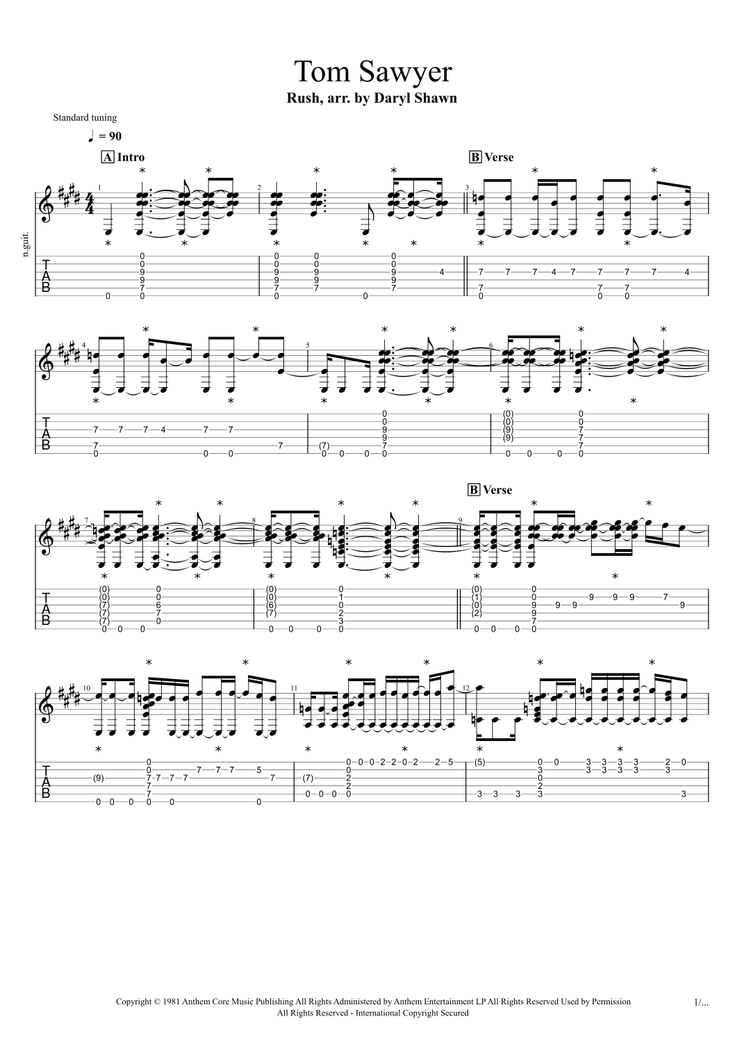 Tom Sawyer (arr. Daryl Shawn)