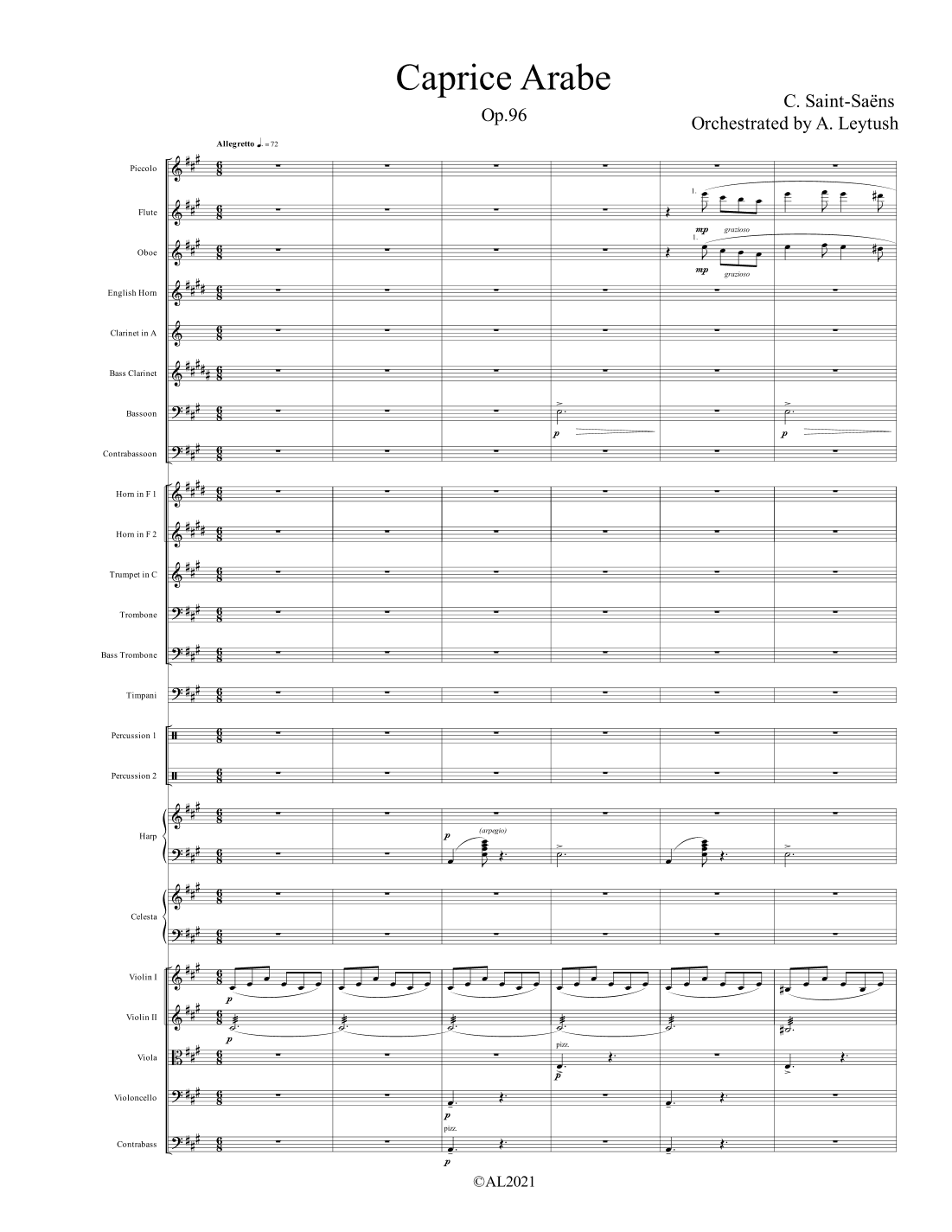 Camille Saint-Saens - "Caprice Arabe", Op. 96, Orchestrated by   Arkady Leytush