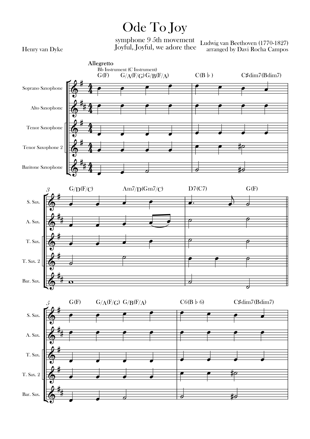 Ode To joy (Symphony 9 5th movement) (arr. Davi Rocha Campos)