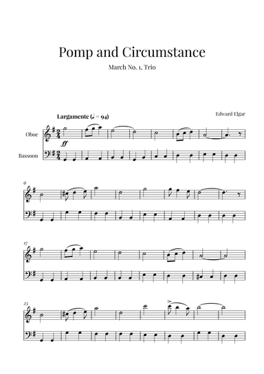 Edward Elgar - Pomp and Circumstance (for Oboe and Bassoon) (arr. Cadenza Editions)