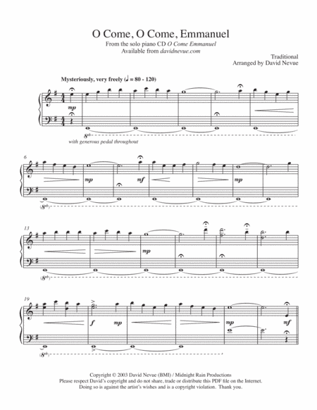 O Come, O Come Emmanuel (Short Postlude Version) (arr. David Nevue)