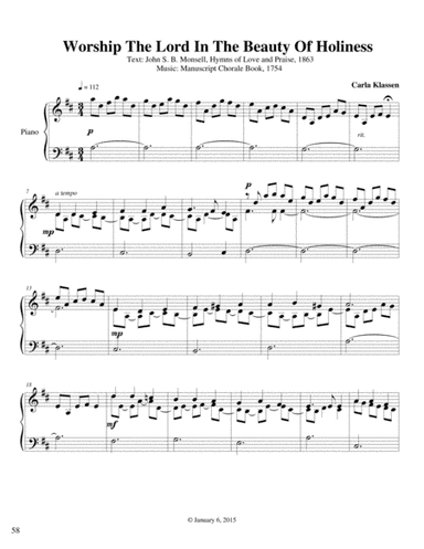 Worship The Lord In The Beauty Of Holiness (arr. Carla Klassen)