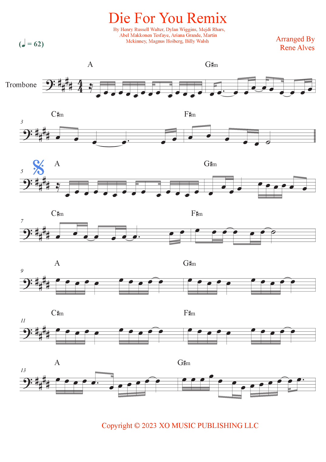Die For You Remix (arr. Rene Alves)