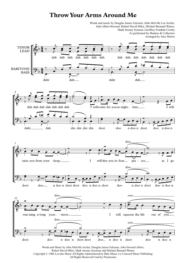 Throw Your Arms Around Me (arr. Alex Morris)