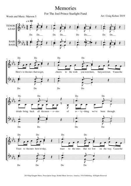 Memories (arr. Craig Kehoe)