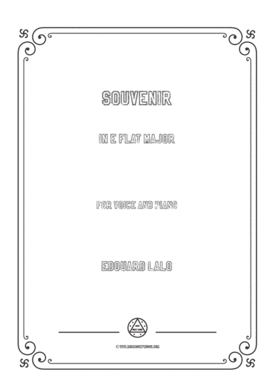 Lalo-Souvenir in E flat Major,for Voice and Piano (arr. MSM)