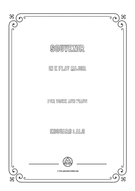 Lalo-Souvenir in E flat Major,for Voice and Piano (arr. MSM)