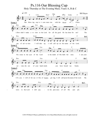 Psalm 116:  Our Blessing Cup