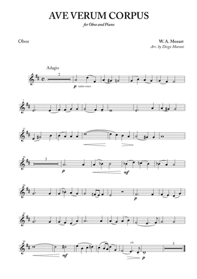 Ave Verum Corpus for Oboe and Piano (arr. Diego Marani)