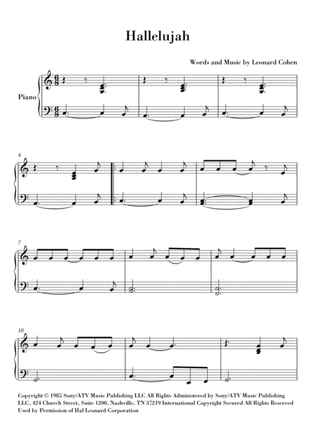 Hallelujah (arr. Ahiva Editions)