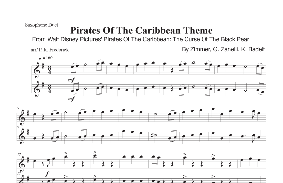 Pirates Of The Caribbean (arr. P. R. Frederick)