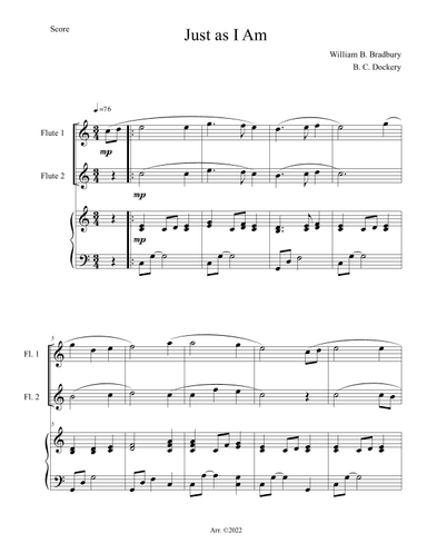 Just As I Am (Flute Duet with Piano) (arr. B. C. Dockery)