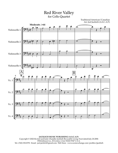 Red River Valley (for Cello Quartet) (arr. Joel Jacklich (ASCAP))