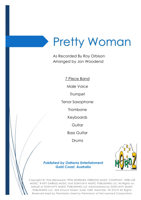 Oh, Pretty Woman (arr. Jon Woodend)