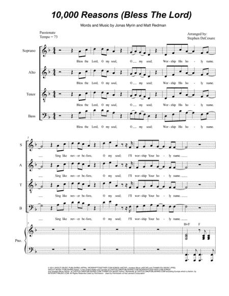 10,000 Reasons (Bless The Lord) (arr. Stephen DeCesare)