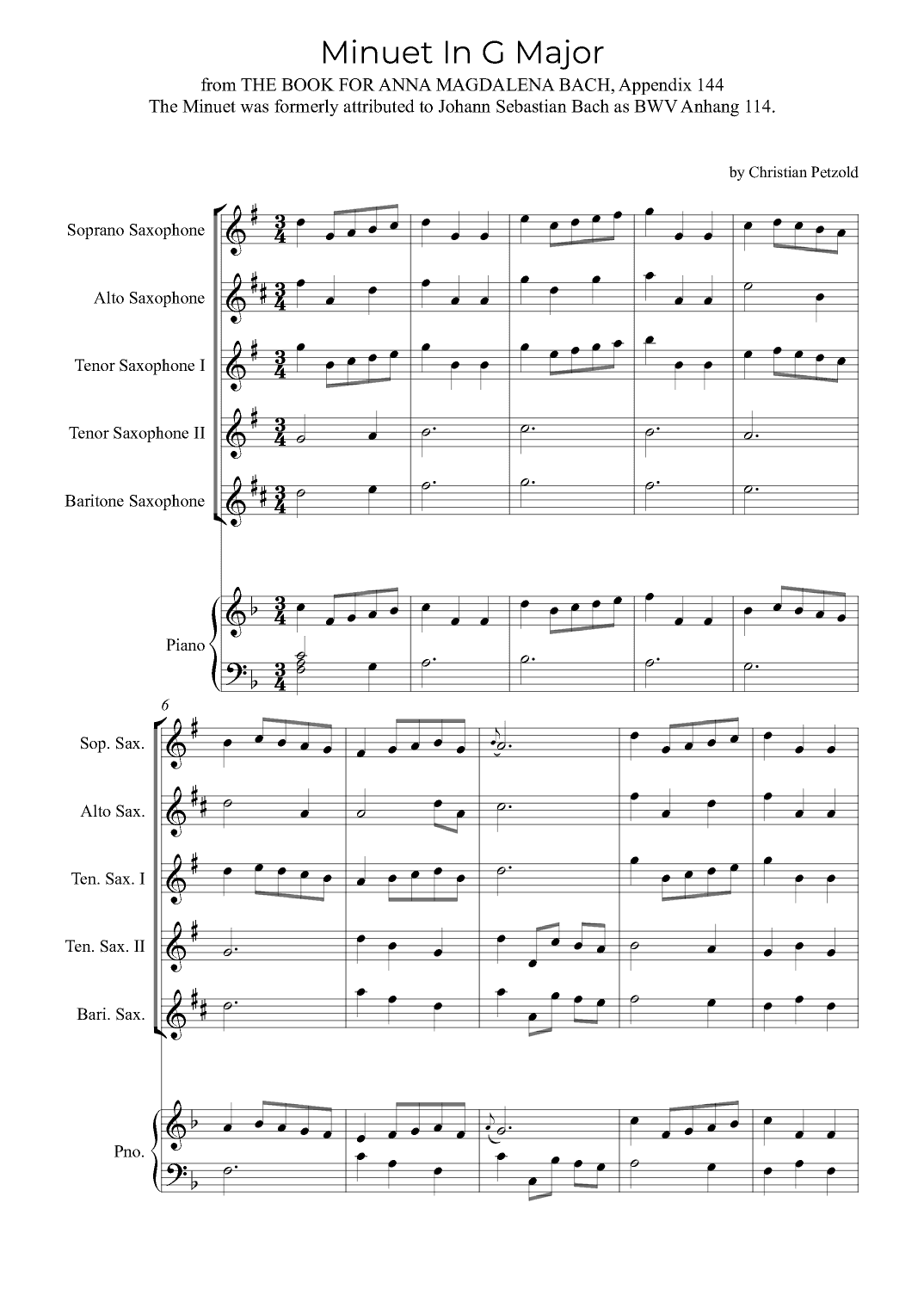 Minuet In G Major (with piano) (arr. Alex Nunes Rodrigues)