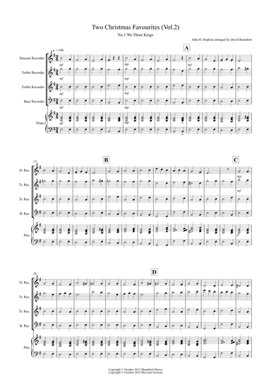 2 Christmas Favourites for Recorder Quartet (volume two) (arr. David Burndrett)