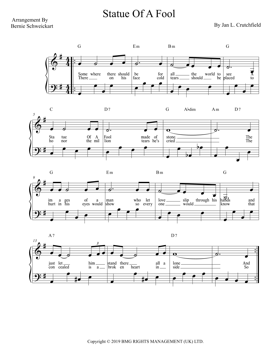 Statue Of A Fool (arr. Bernie Schweickart)