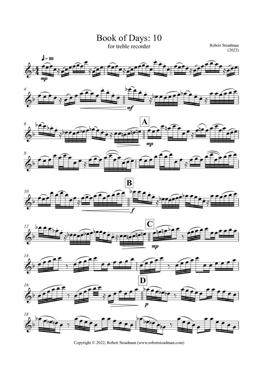 Book of Days: 10 (for treble recorder)