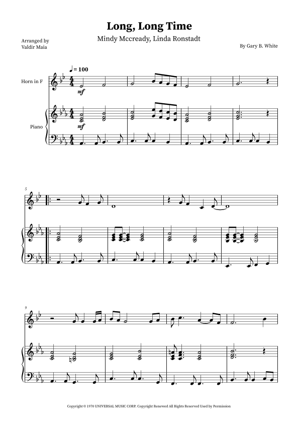 Long Long Time (arr. Valdir Maia)