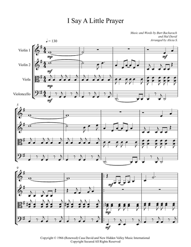 I Say A Little Prayer (arr. Alicia S.)