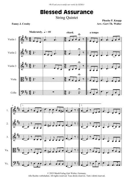 Blessed Assurance (arr. Gert Th. Walter)