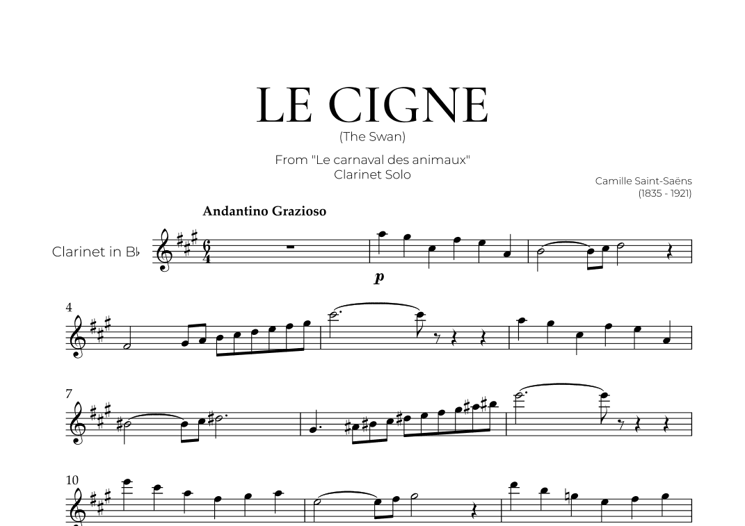 The Swan (Clarinet Solo) - Saint Saens (arr. Pedro Merendi)