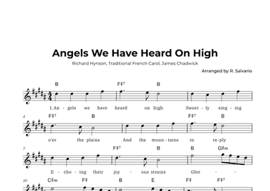 Angels We Have Heard On High (Key of B Major) (arr. R. Salvario)