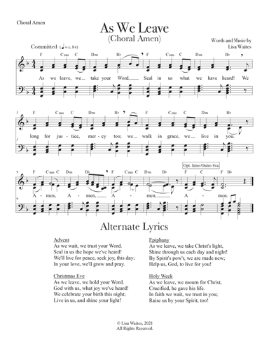 As We Leave (Choral Amen)