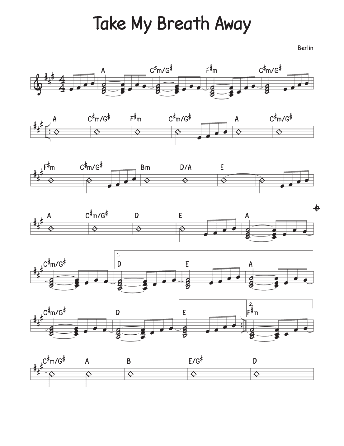 Take My Breath Away (love Theme) (arr. David M Fagnant)