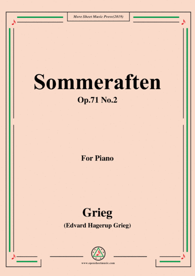 Grieg-Sommeraften Op.71 No.2,for Piano (arr. MSM)