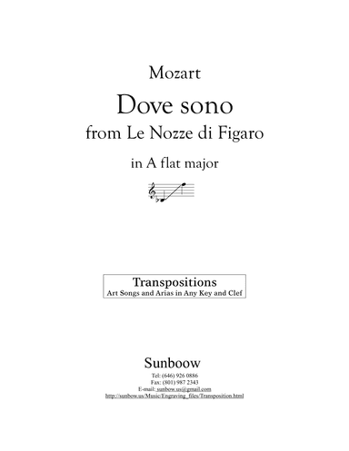 Mozart: Dove sono (transposed to A flat Major) (arr. Sunbow)