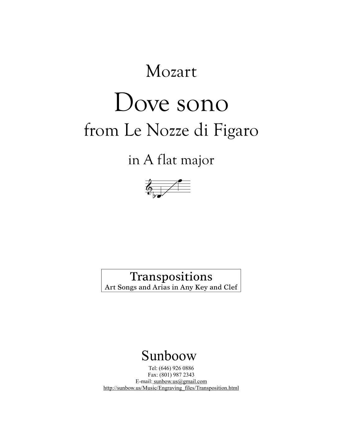 Mozart: Dove sono (transposed to A flat Major) (arr. Sunbow)