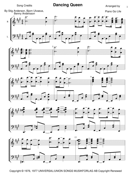 Dancing Queen (arr. Piano Go Life)