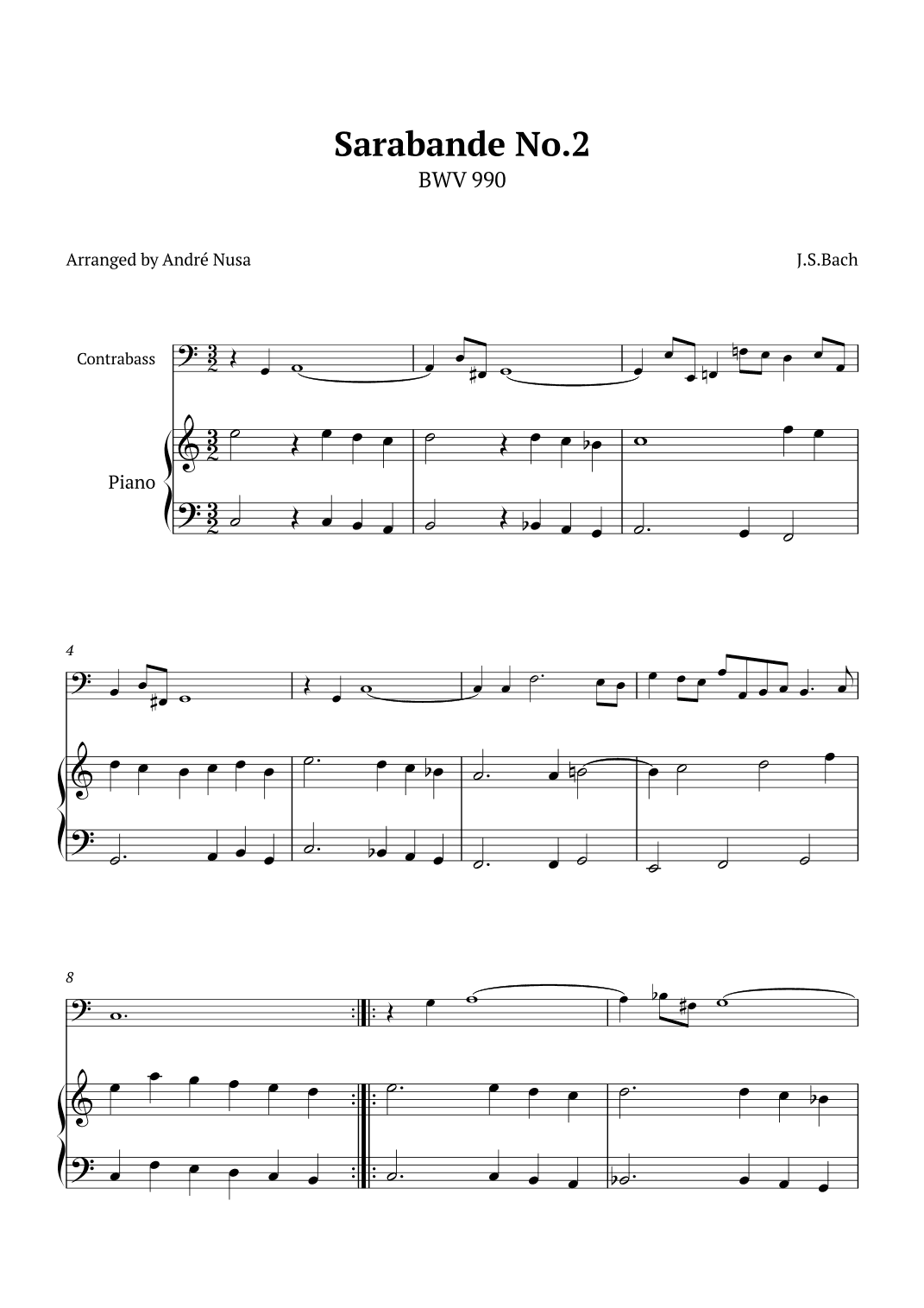 Sarabande No.2 BWV 990 (arr. André Nusa)