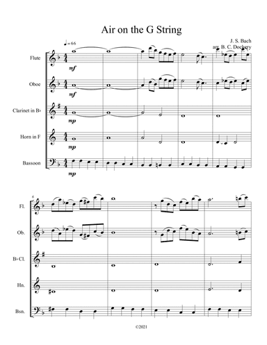 Air on the G String (Woodwind Quintet) (arr. B. C. Dockery)