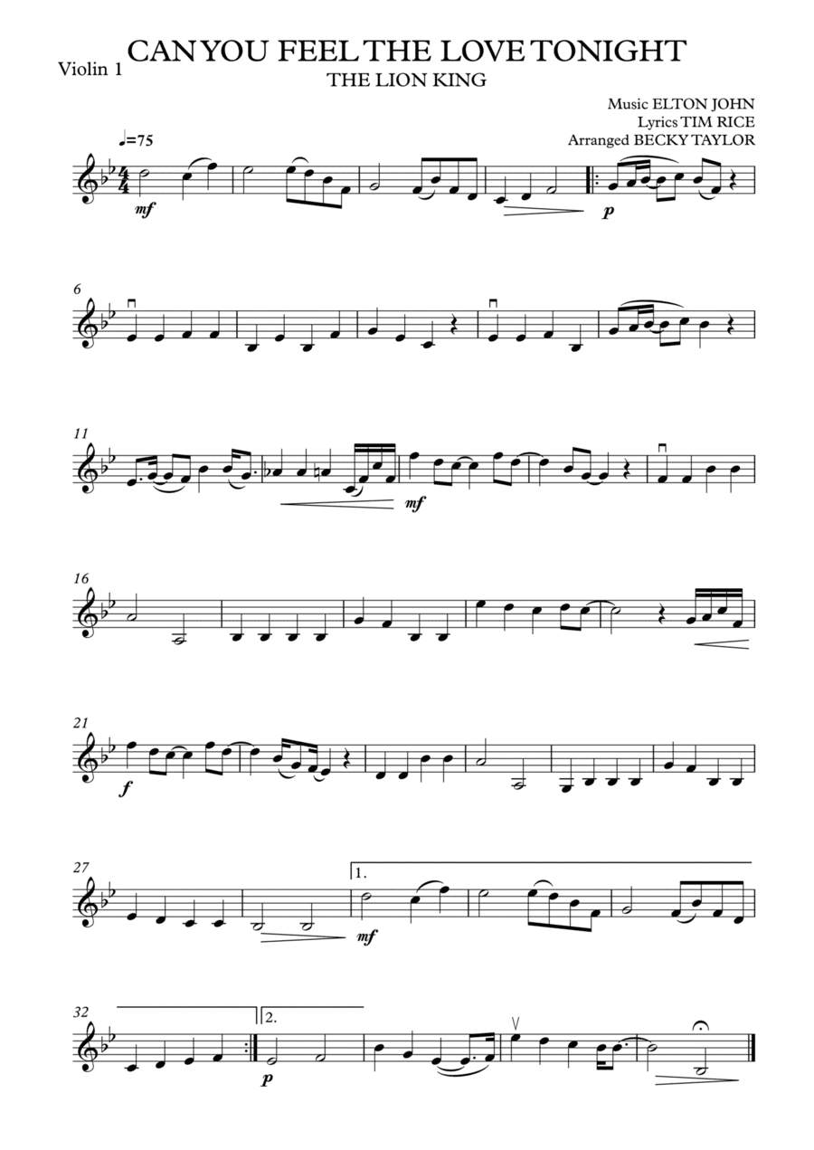 Can You Feel The Love Tonight (arr. Becky Taylor)