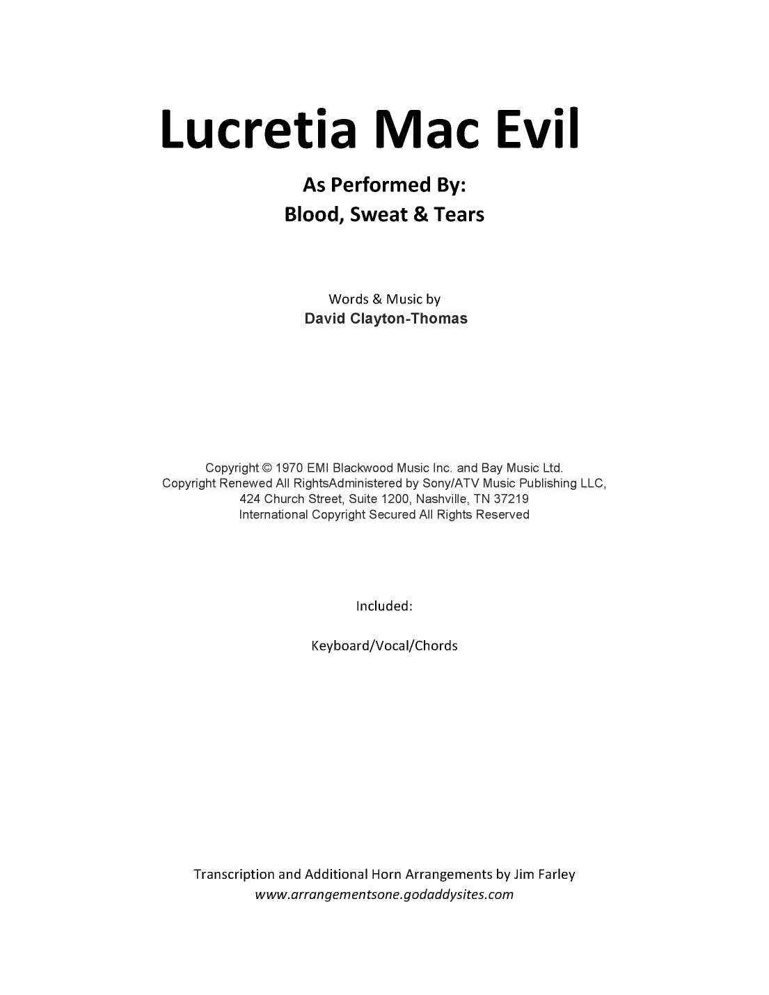 Lucretia Mac Evil (arr. Jim Farley)