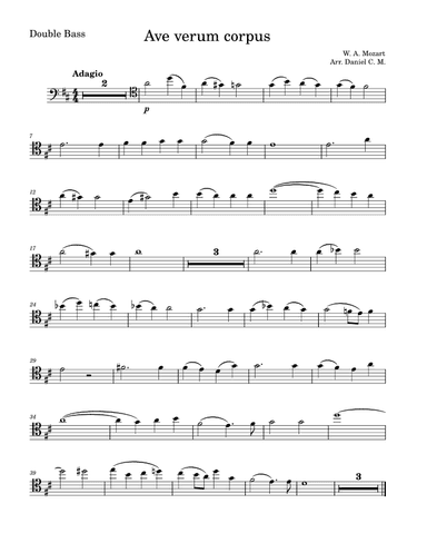 Ave Verum Corpus for double bass and piano (arr. Daniel C. M.)
