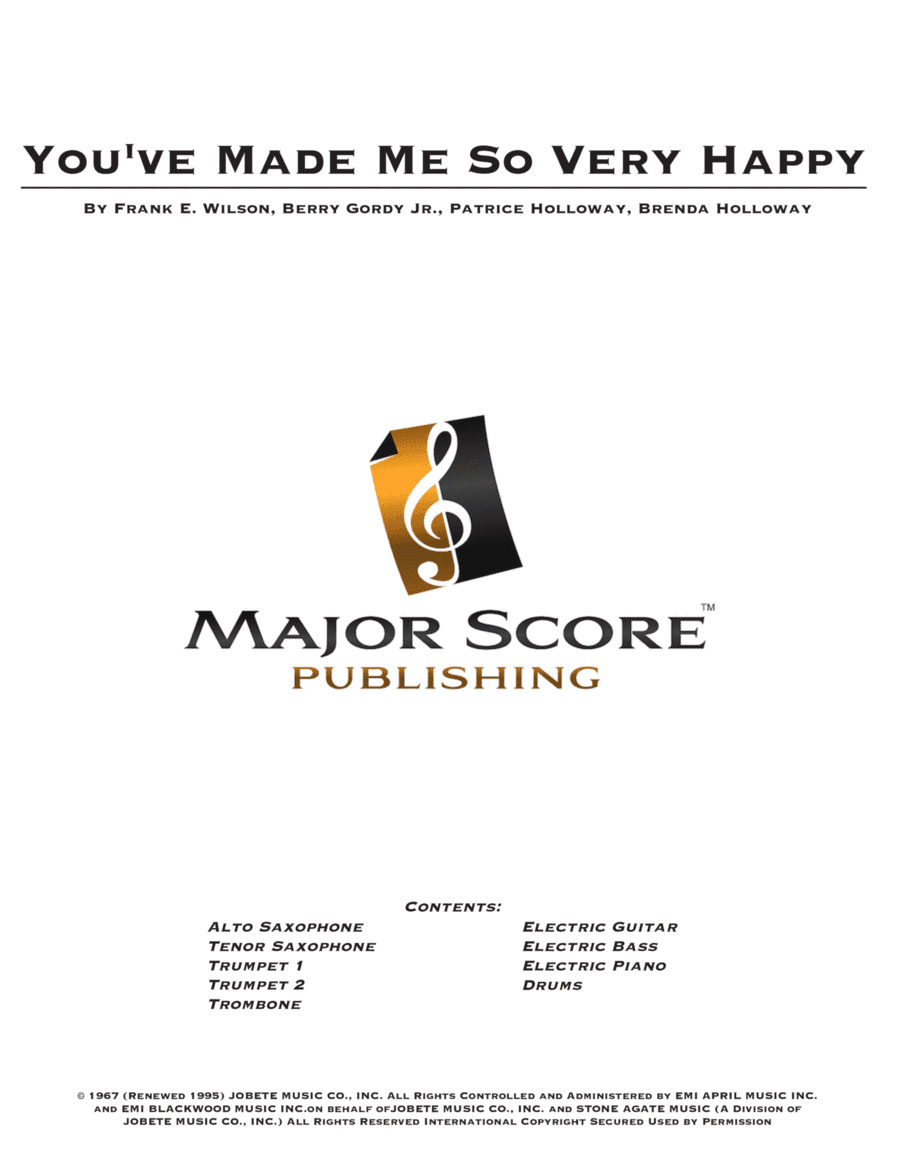 You've Made Me So Very Happy (arr. MAJOR SCORE PUBLISHING TM.)