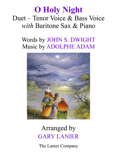 O HOLY NIGHT (Duet - Tenor Voice, Bass Voice with Baritone Sax & Piano - Score & Parts included) (arr. Gary Lanier)
