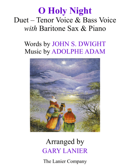 O HOLY NIGHT (Duet - Tenor Voice, Bass Voice with Baritone Sax & Piano - Score & Parts included) (arr. Gary Lanier)