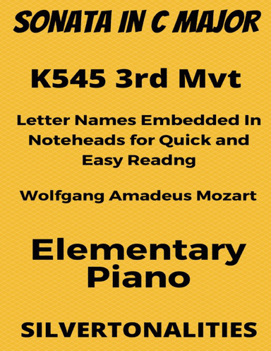 Sonata in C Major K545 Third Movement Elementary Piano Sheet Music (arr. SilverTonalities)