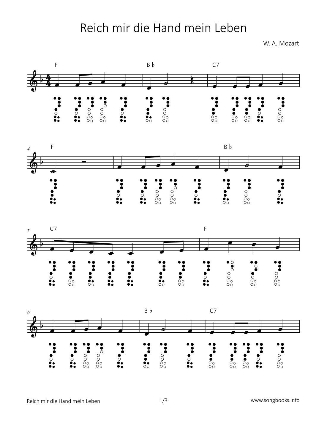 Reich mir die Hand mein Leben (arr. songbooks.info)
