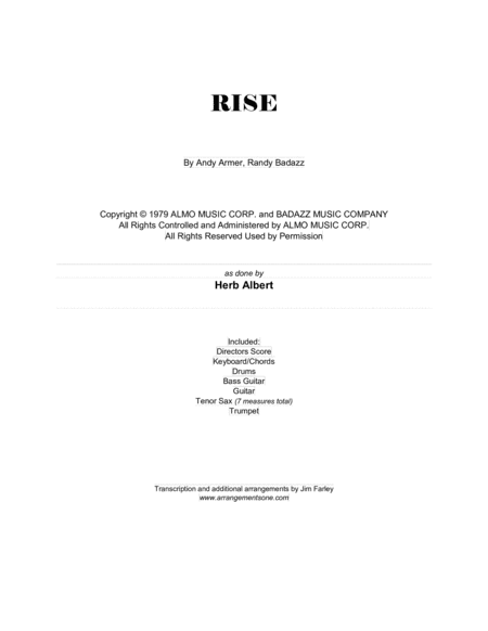 Rise (arr. Jim Farley www.arrangementsone.com)
