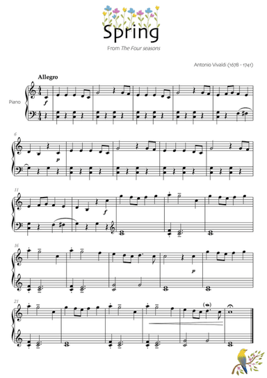 Spring (The four seasons) - Easy piano (arr. Robin Hood Editions)