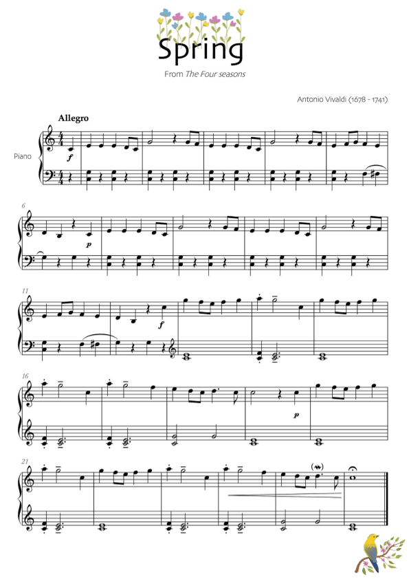 Spring (The four seasons) - Easy piano (arr. Robin Hood Editions)