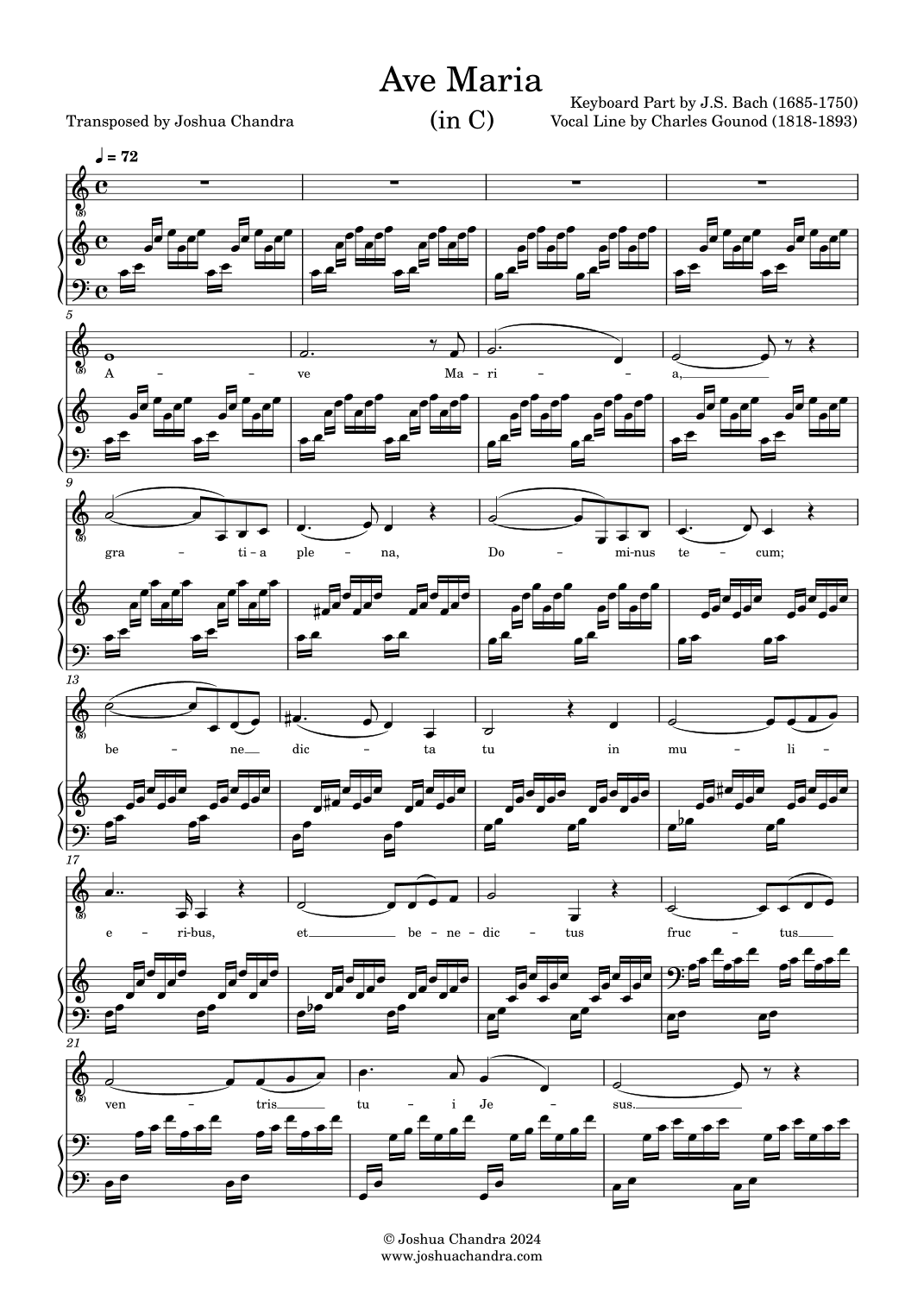 Ave Maria (Gounod) in C - piano and voice parts (arr. Joshua Chandra)