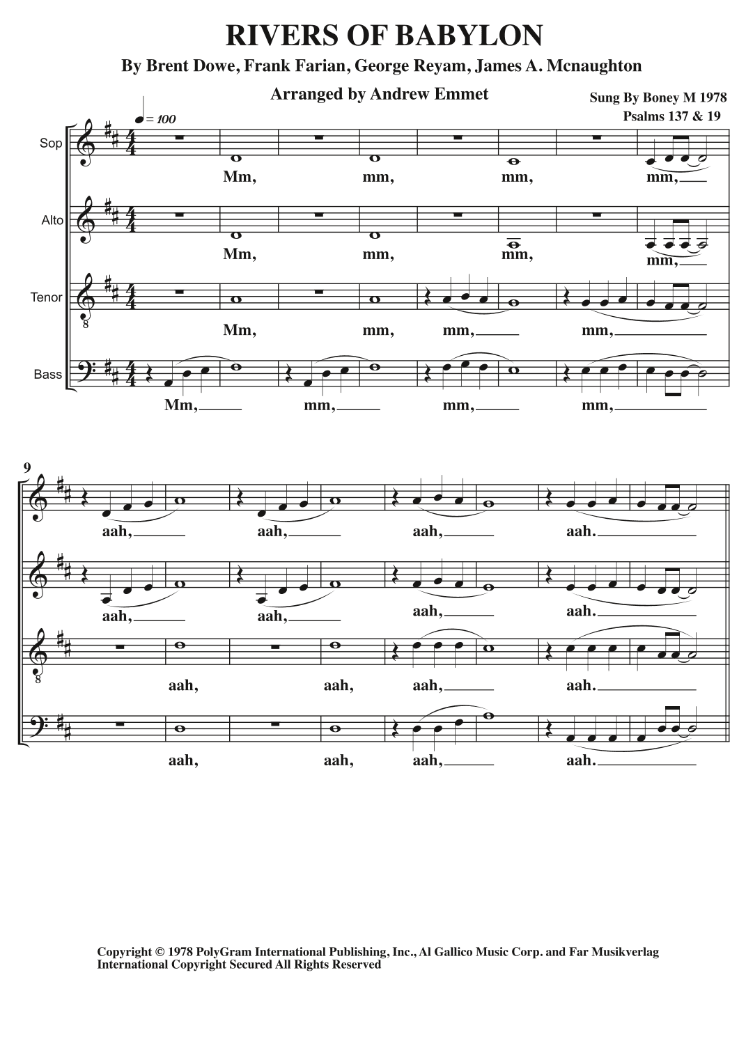 Rivers Of Babylon (arr. Andrew Emmet)
